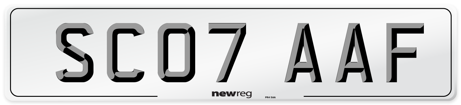 SC07 AAF Number Plate from New Reg